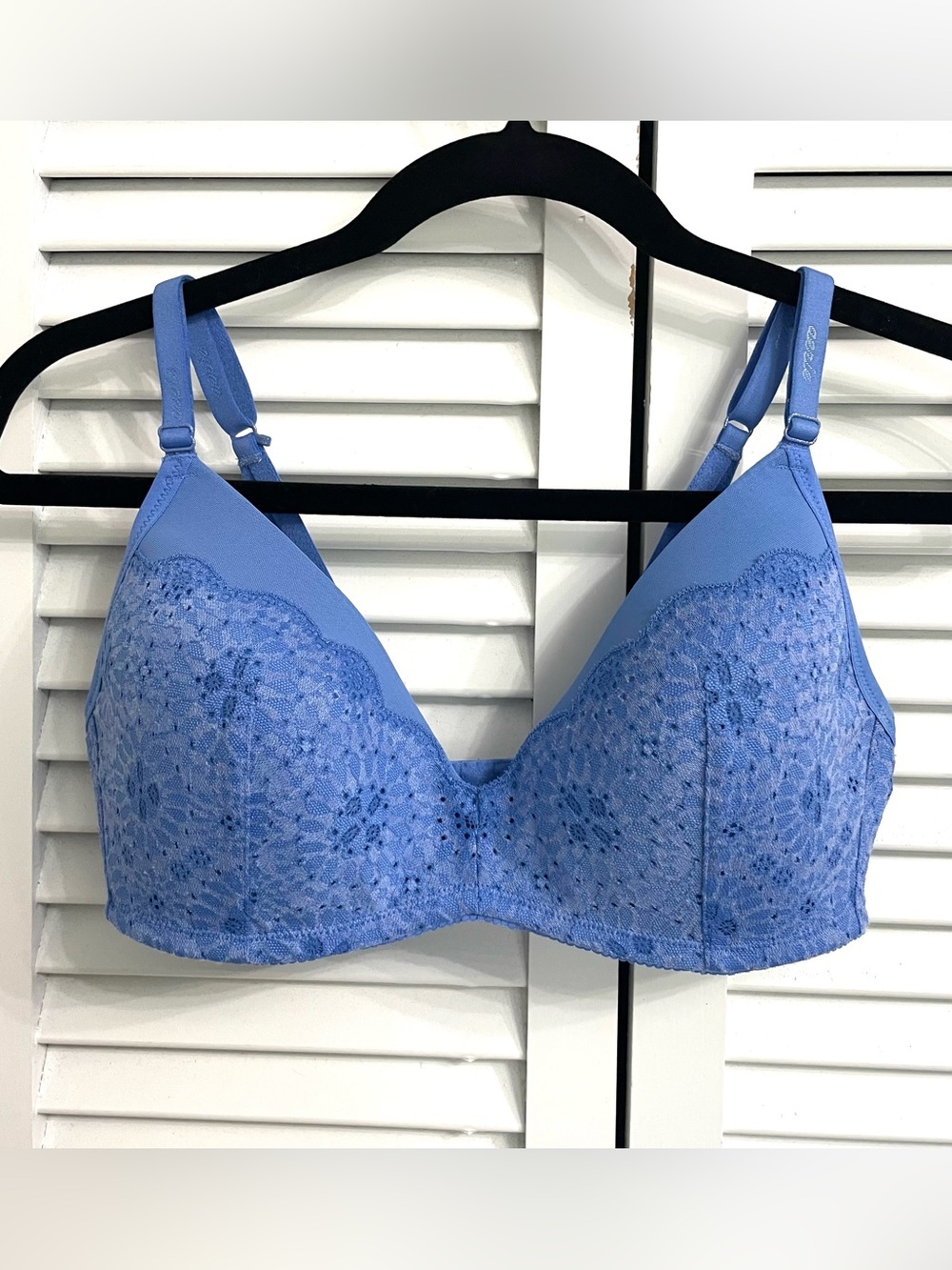 Aerie Real Happy Wireless Lightly Lined Periwinkle Blue Bra Bralette Sz 36C